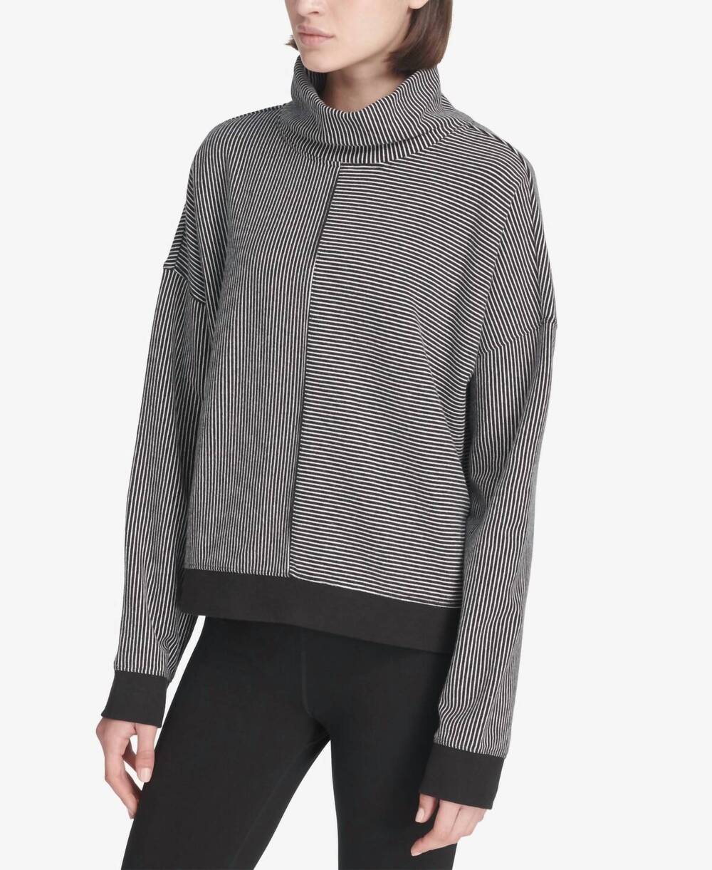 NEW DKNY sport turtleneck top in mercer stripe